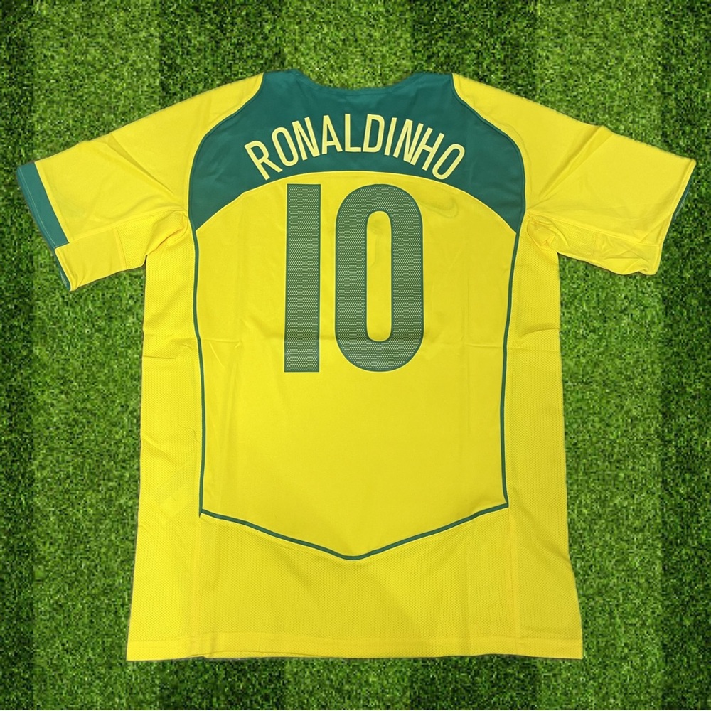 Nike Ronaldinho Brazil Yellow Soccer Retro Jersey Total 90 Era - Picture 2 of 2